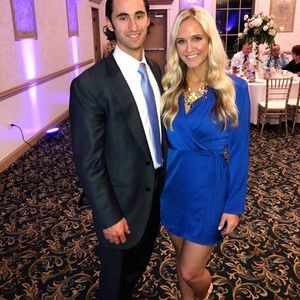 Blue Satin Missguided Wrap dress